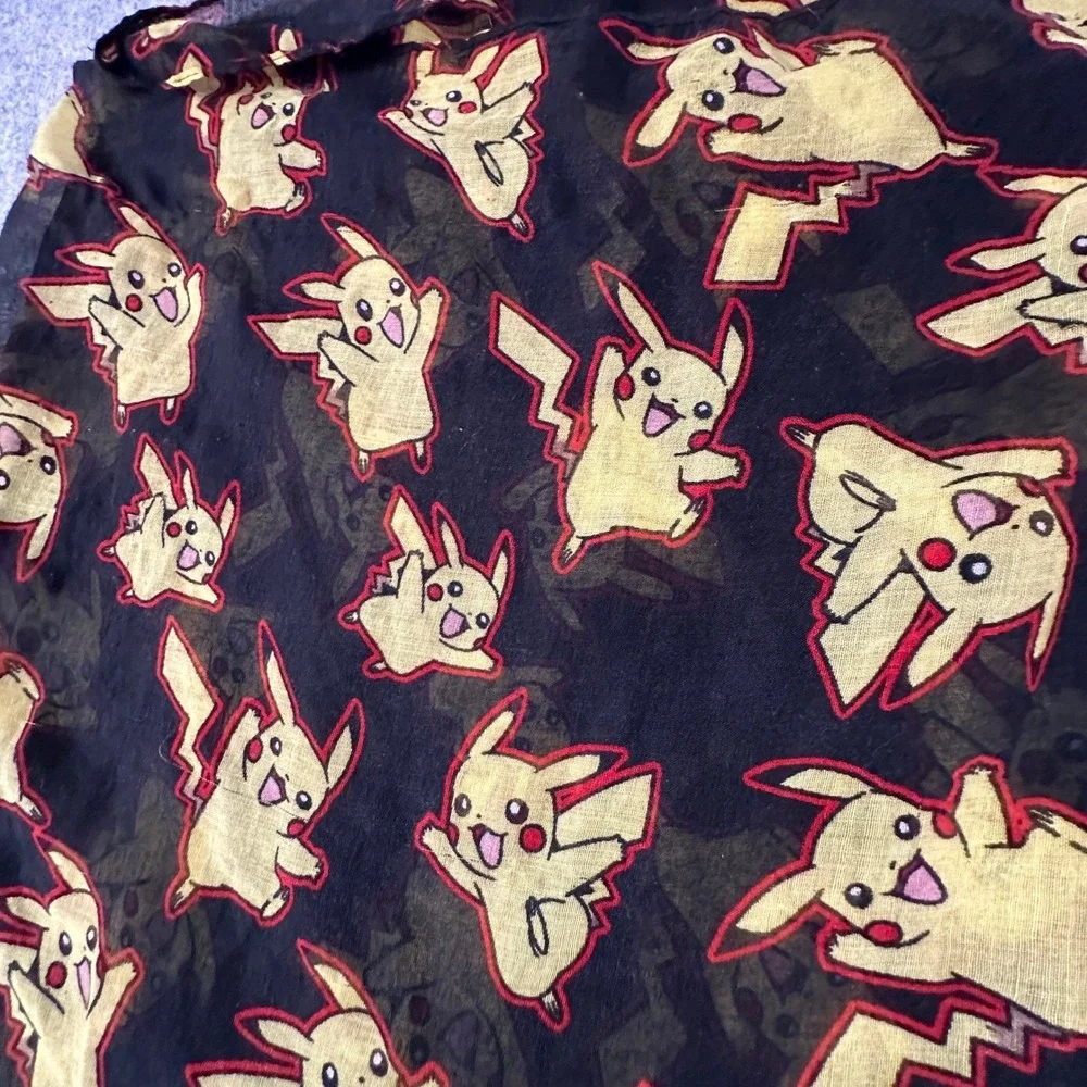 Pokemon Pikachu Scarf One Size Black Unisex Polyester Gauze Wrap 72x42